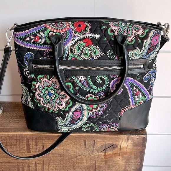 Vera Bradley Black Crossbody Bag with Colorful Paisley Design - Picture 2 of 4